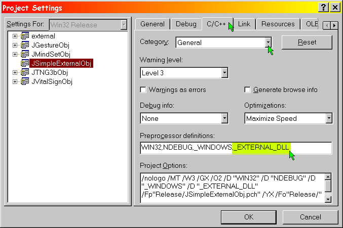 c++ settings